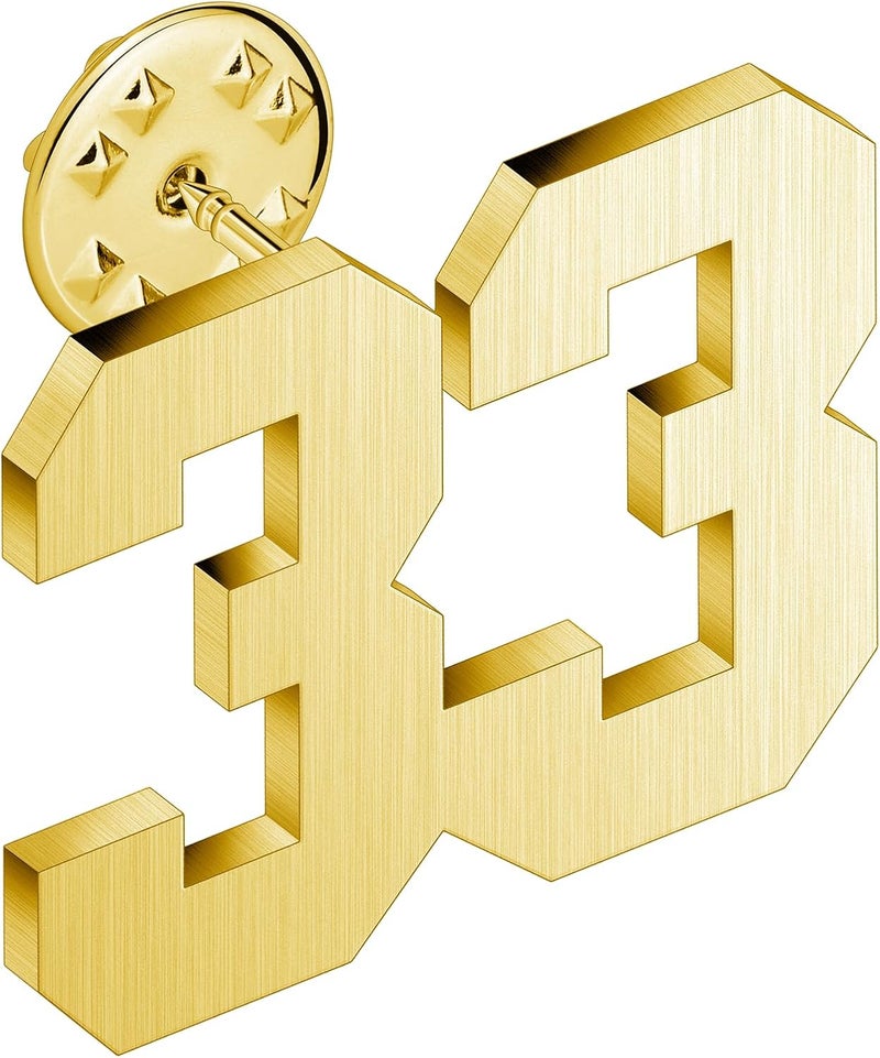 AMITER Personalized 0-100 Number Lapel Pins, 18K Gold Brooch Pin Tie Tacks for Suits, Neckties, Hats, Men & Women - Image 1